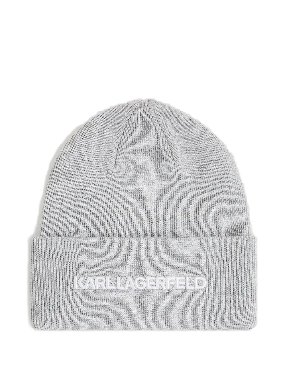 Karl Lagerfeld Geribbelde muts met geborduurd logo Grijs