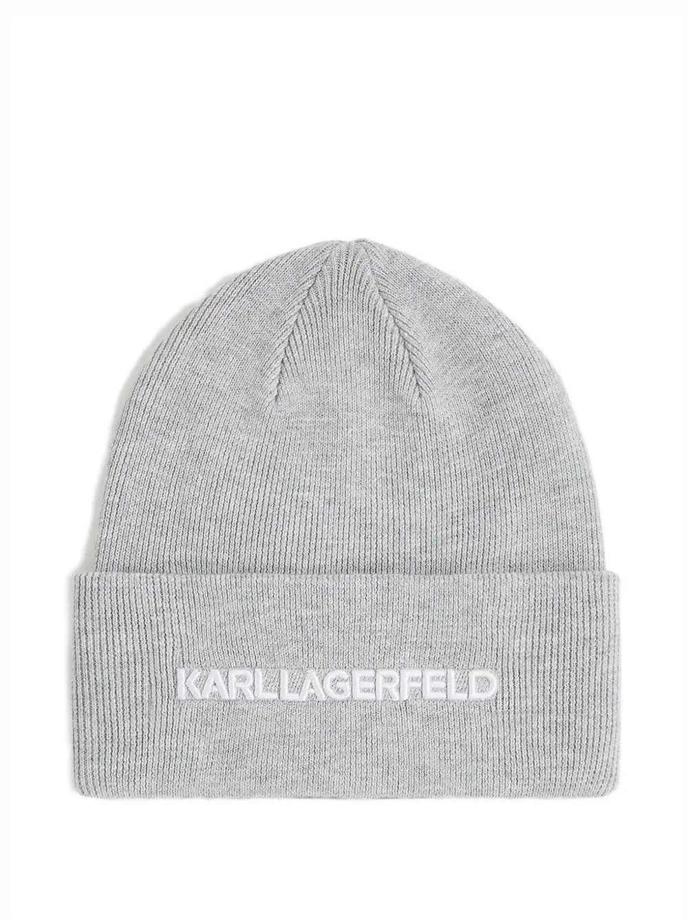 Karl Lagerfeld logo-embroidered ribbed beanie - Grigio
