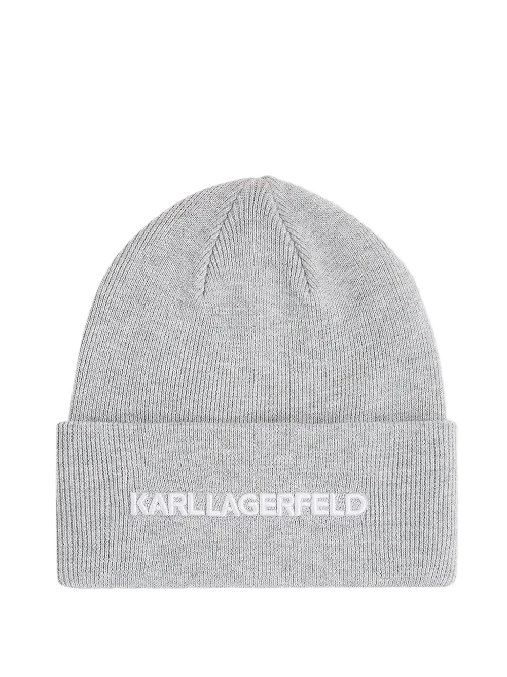 Karl Lagerfeld Geribbelde muts met geborduurd logo Grijs