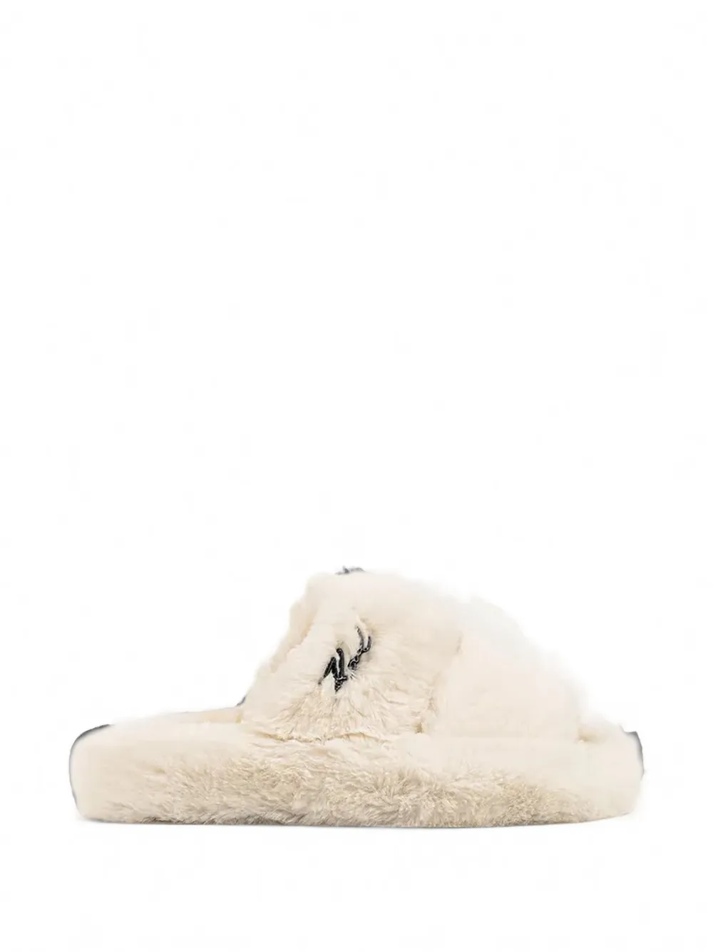 Karl Lagerfeld Hypnos embroidered-logo furry slippers