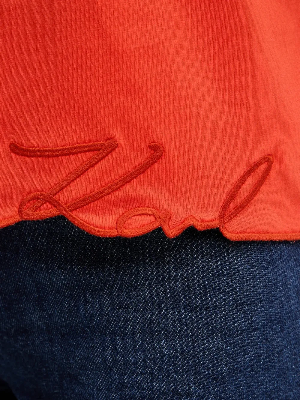 Karl Lagerfeld T-shirt met V-hals en borduurwerk Oranje