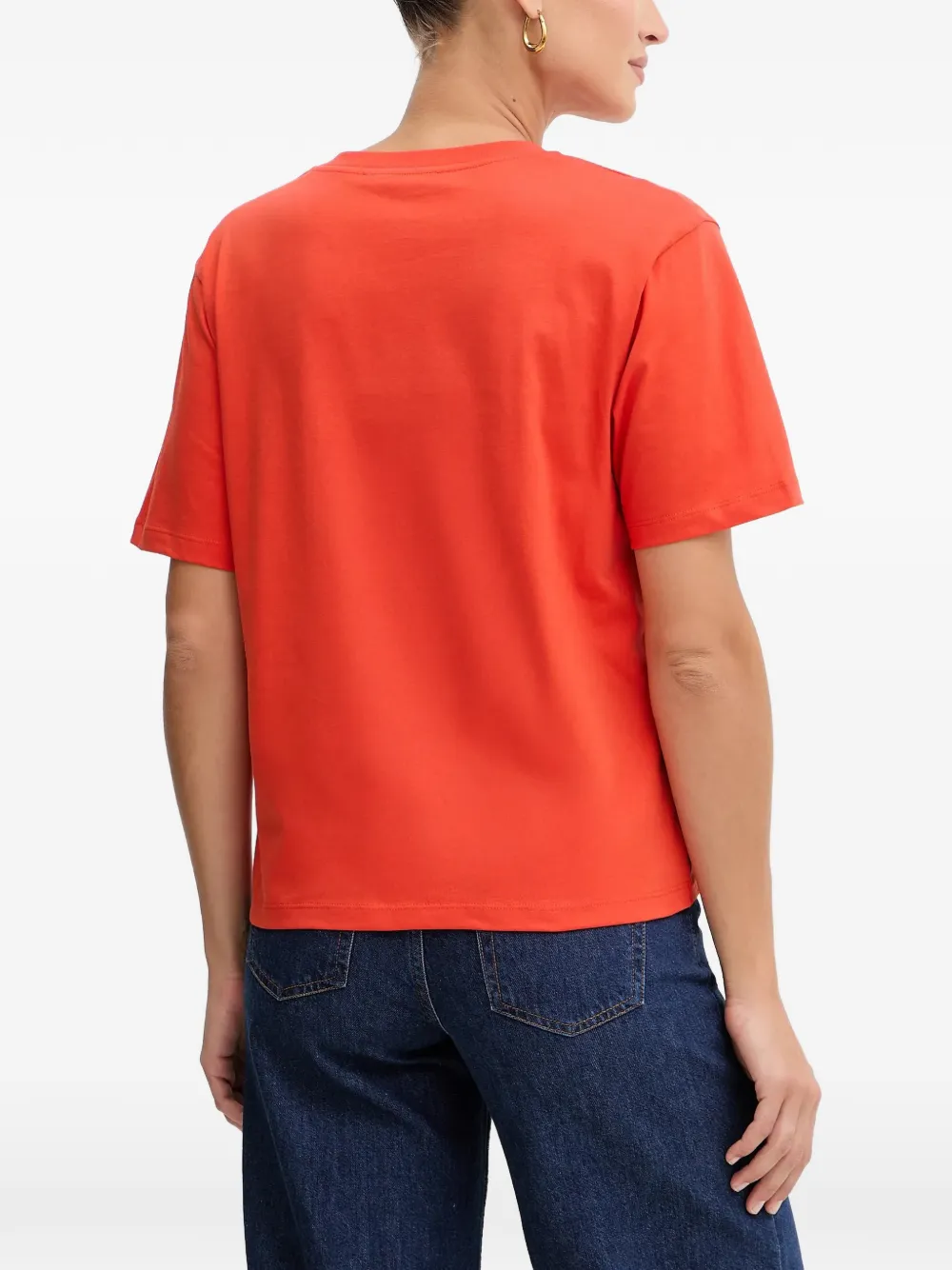 Karl Lagerfeld T-shirt met V-hals en borduurwerk Oranje