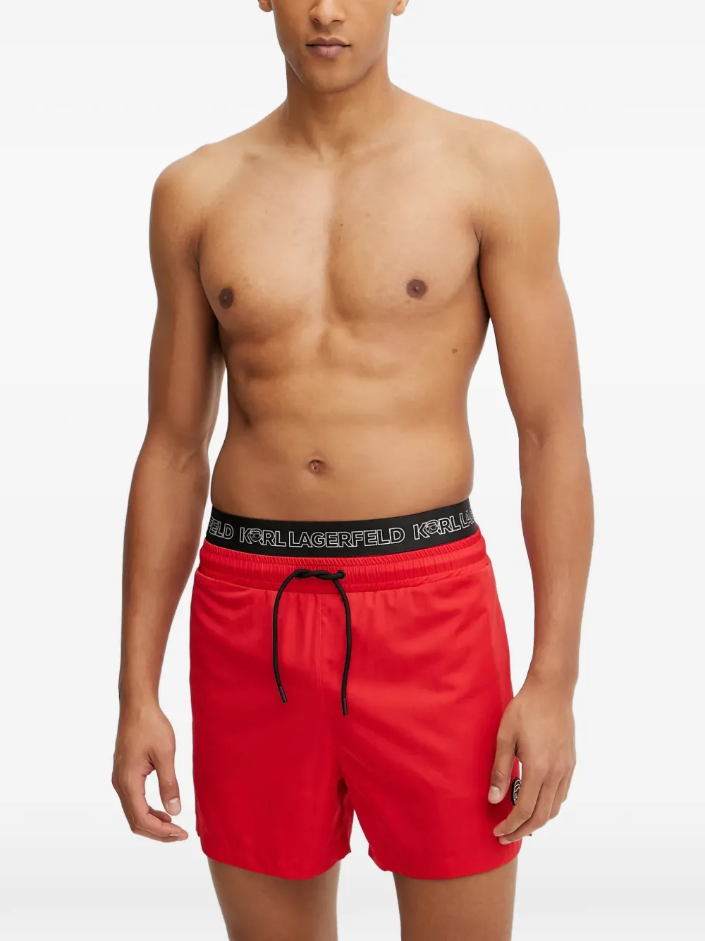 Karl Lagerfeld logo-waistband drawstring swim shorts Rood