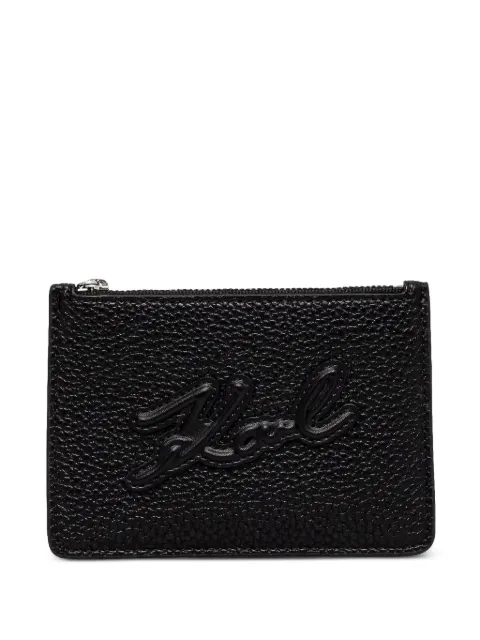 Karl Lagerfeld logo-embroidered pebbled card holder
