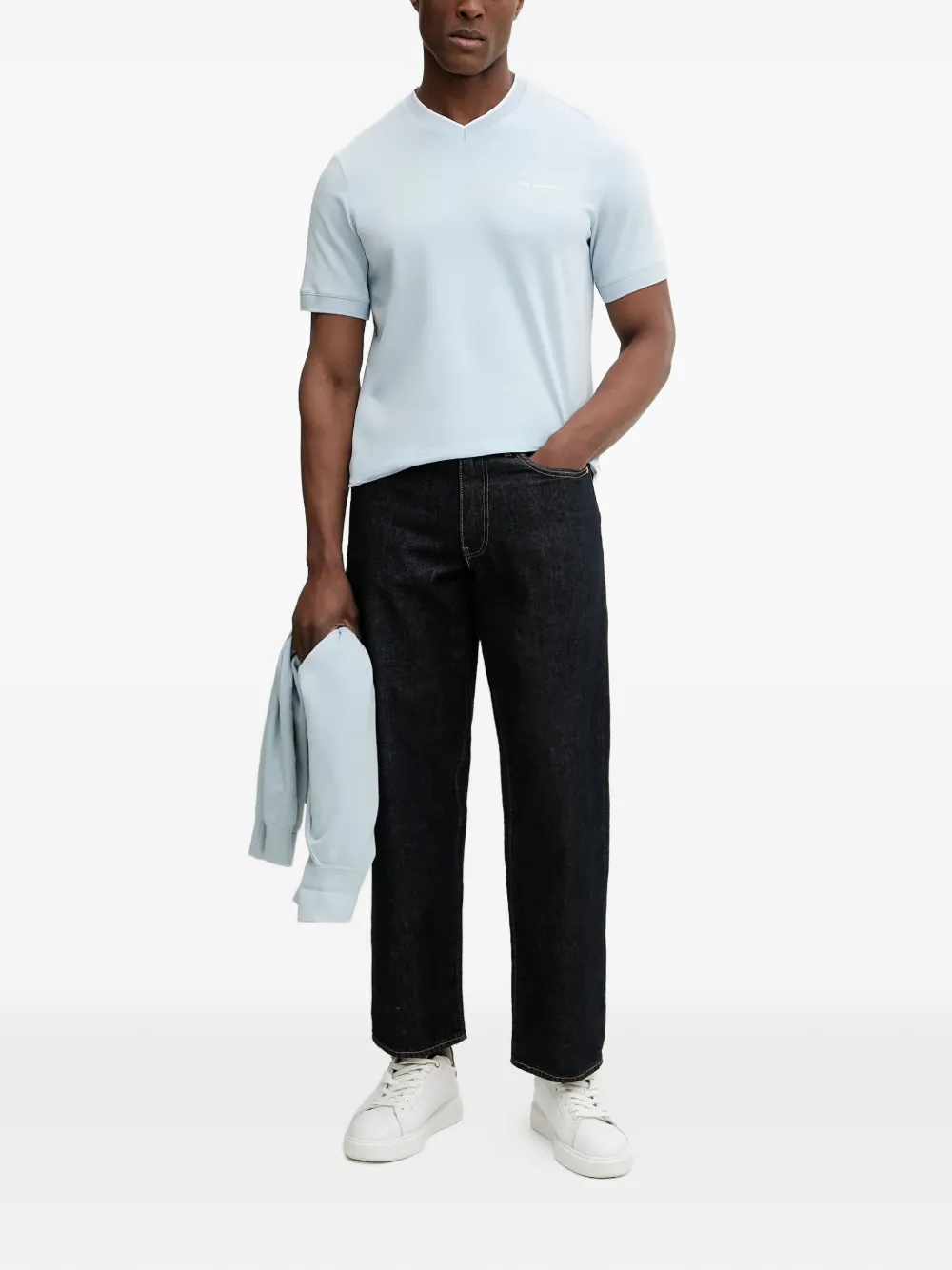 Karl Lagerfeld T-shirt met V-hals Blauw