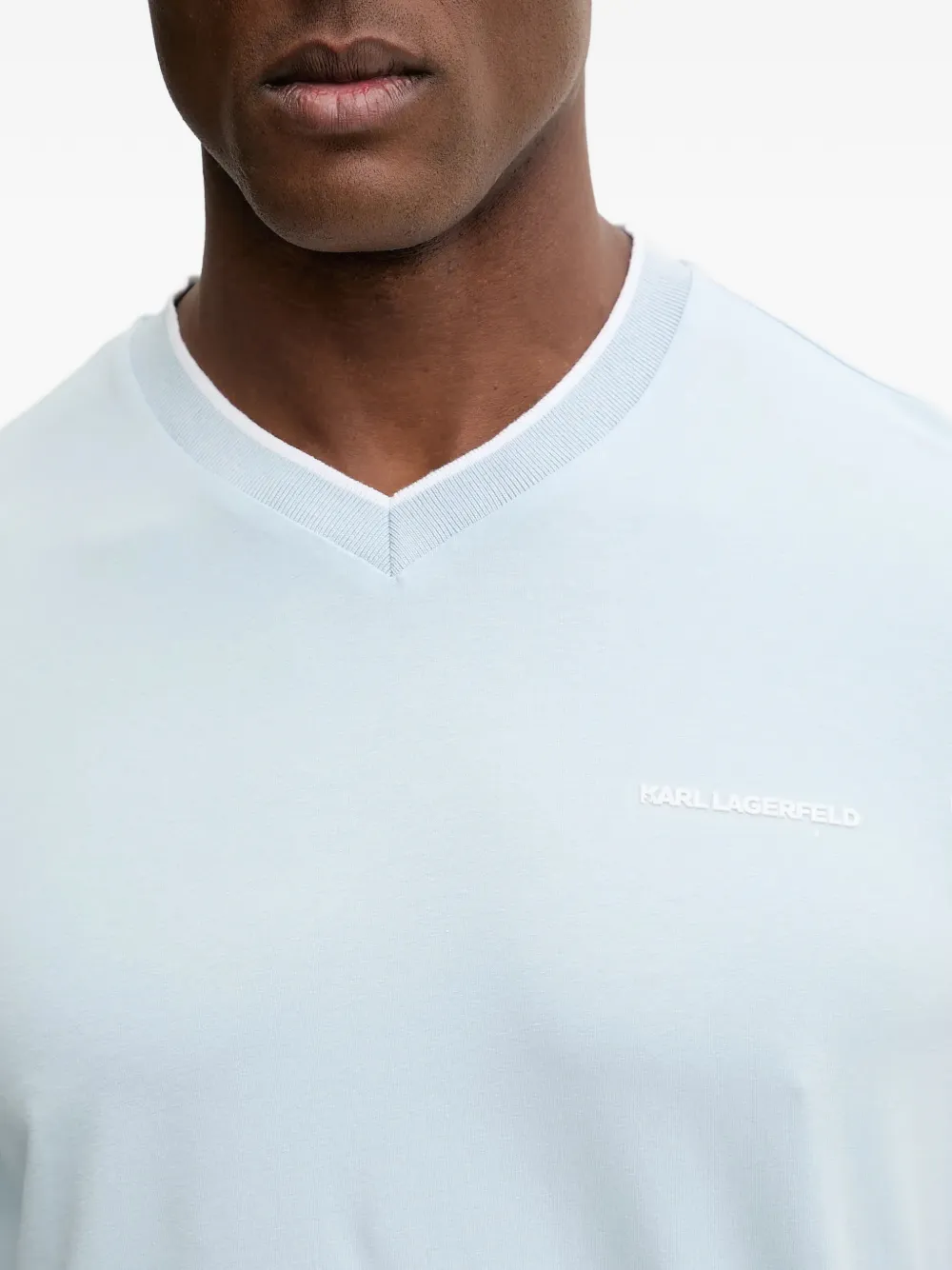 Karl Lagerfeld T-shirt met V-hals Blauw
