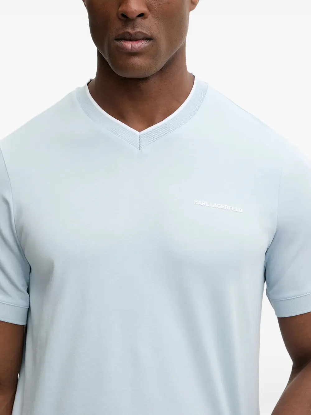 Karl Lagerfeld T-shirt met V-hals Blauw