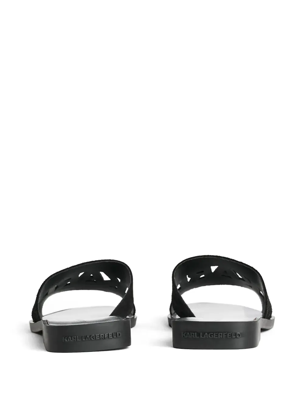 Karl Lagerfeld glitter-effect cut-out slides Zwart