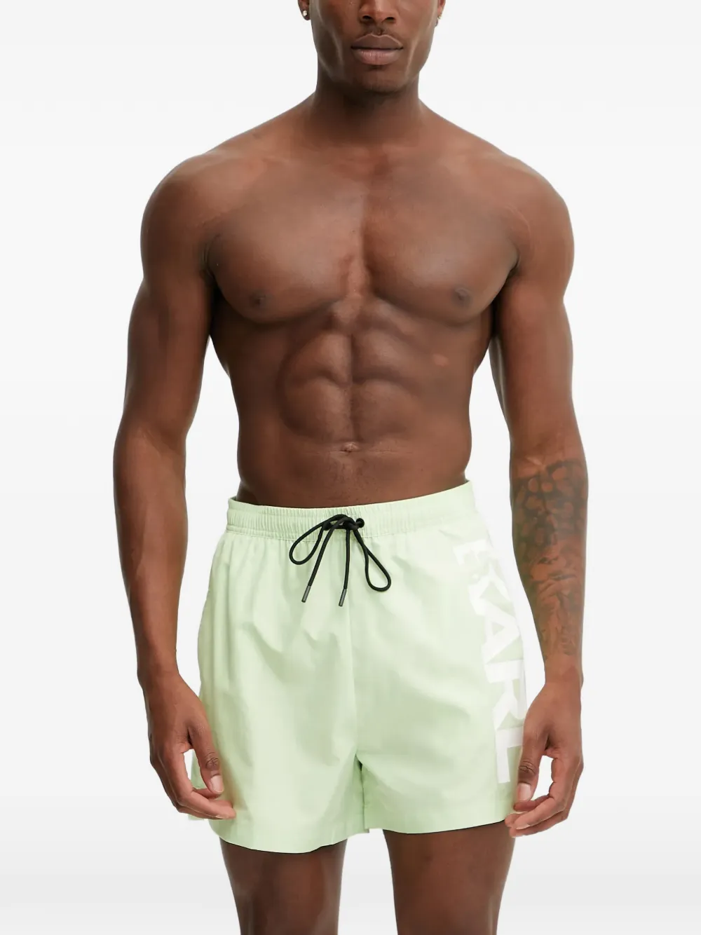 Karl Lagerfeld logo-print drawstring-waist swim shorts - Verde