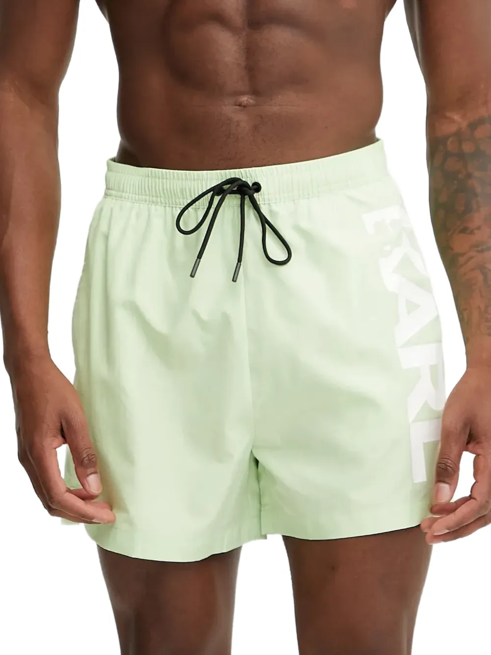 Karl Lagerfeld logo-print drawstring-waist swim shorts - Verde