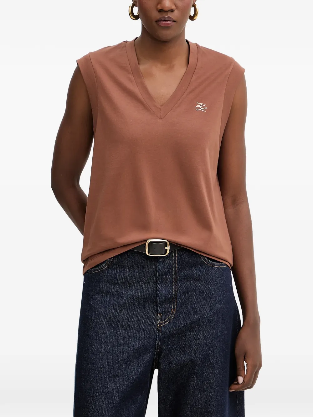 Karl Lagerfeld V-neck vest - Marrone