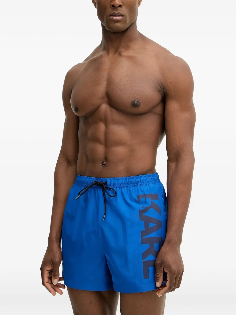 Karl Lagerfeld logo-print drawstring swim shorts - Blu