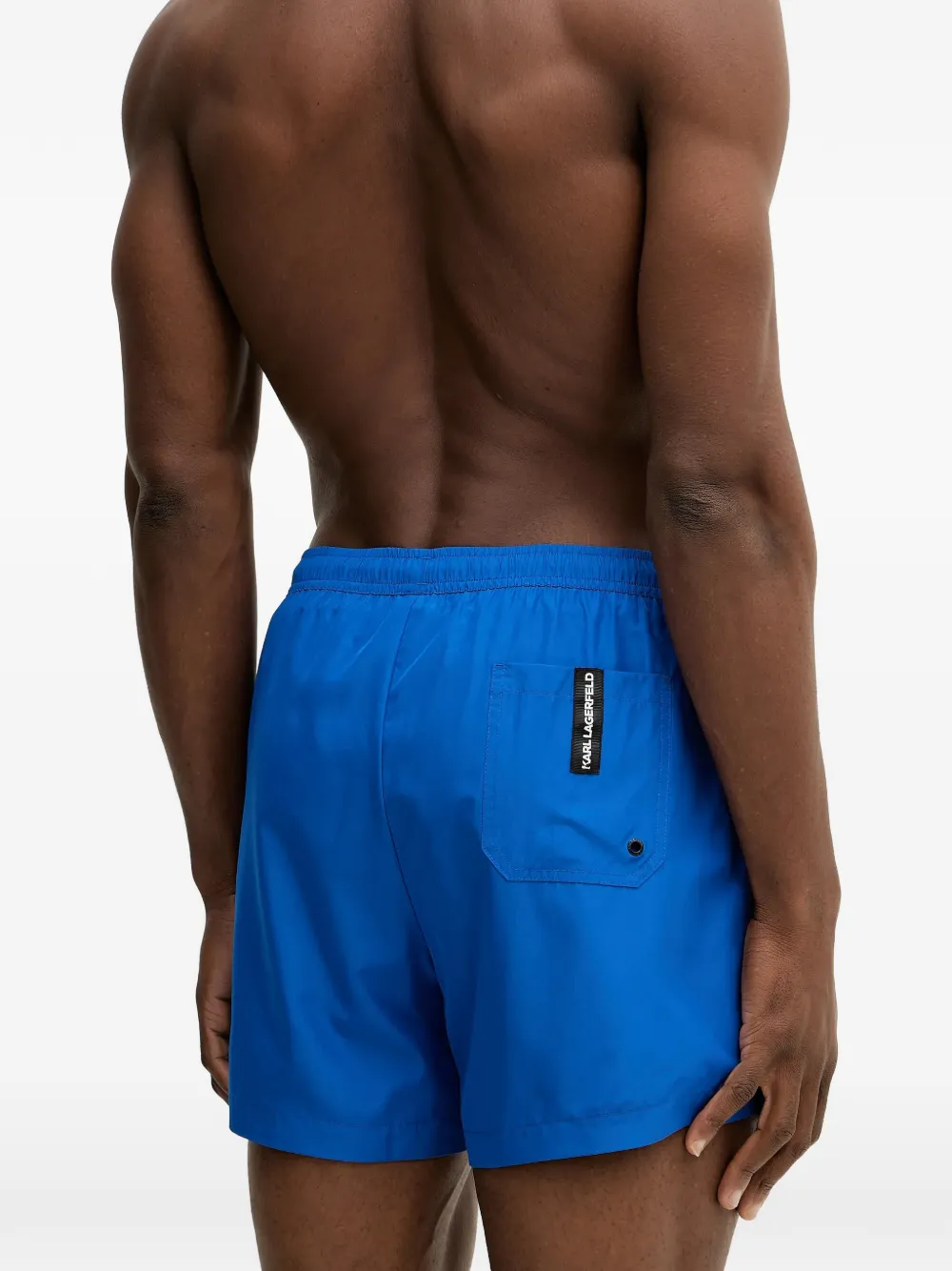 Karl Lagerfeld Zwembroek met logoprint en trekkoord Blauw