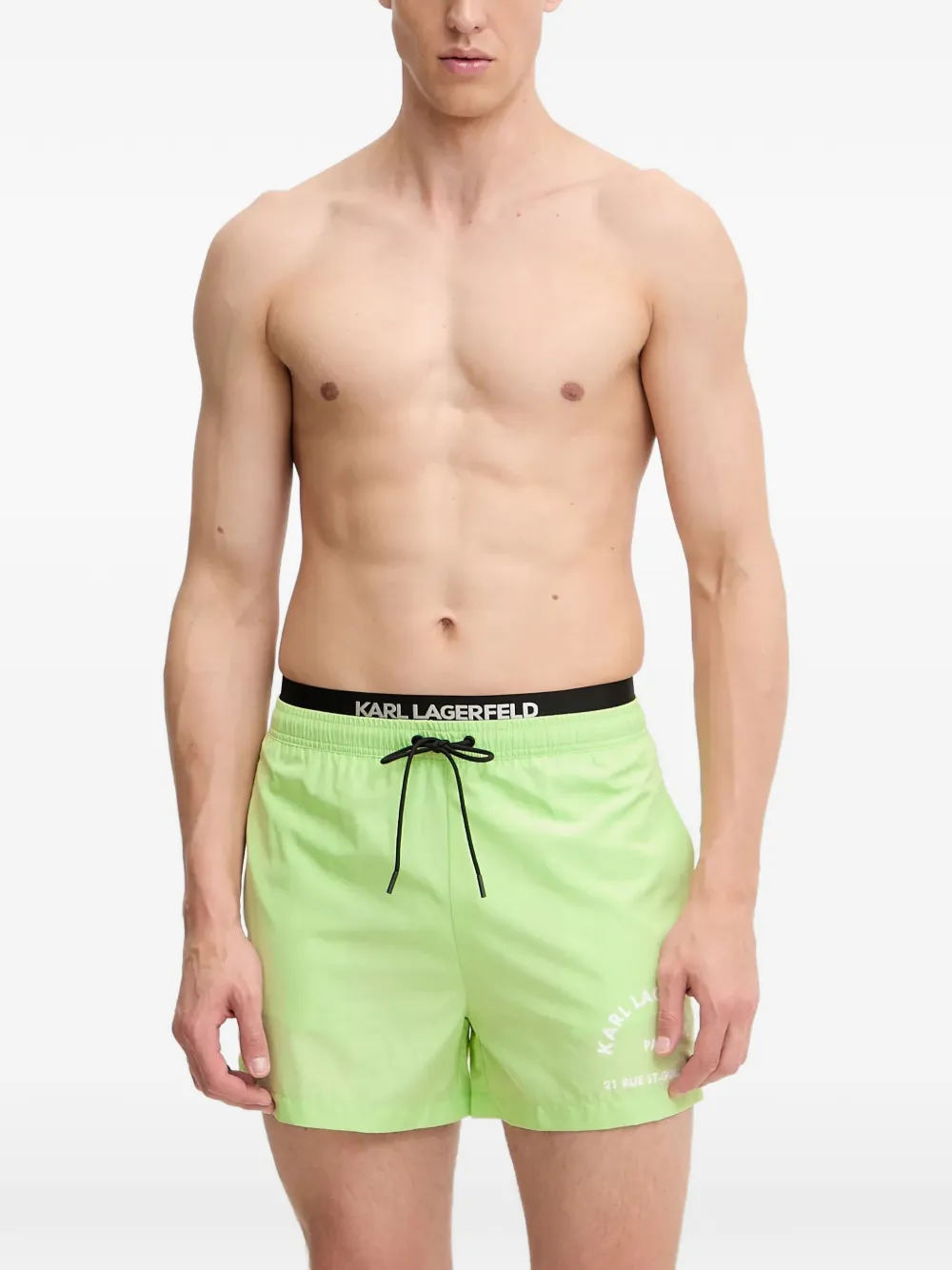 Karl Lagerfeld logo-print drawstring swim shorts - Verde