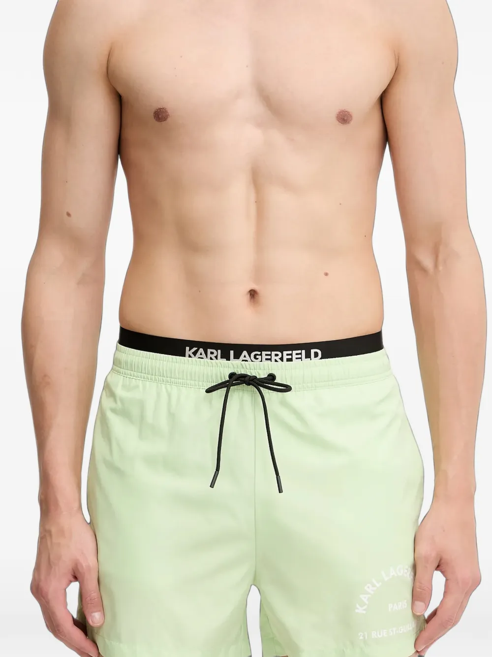 Karl Lagerfeld Zwembroek met logoprint en trekkoord Groen