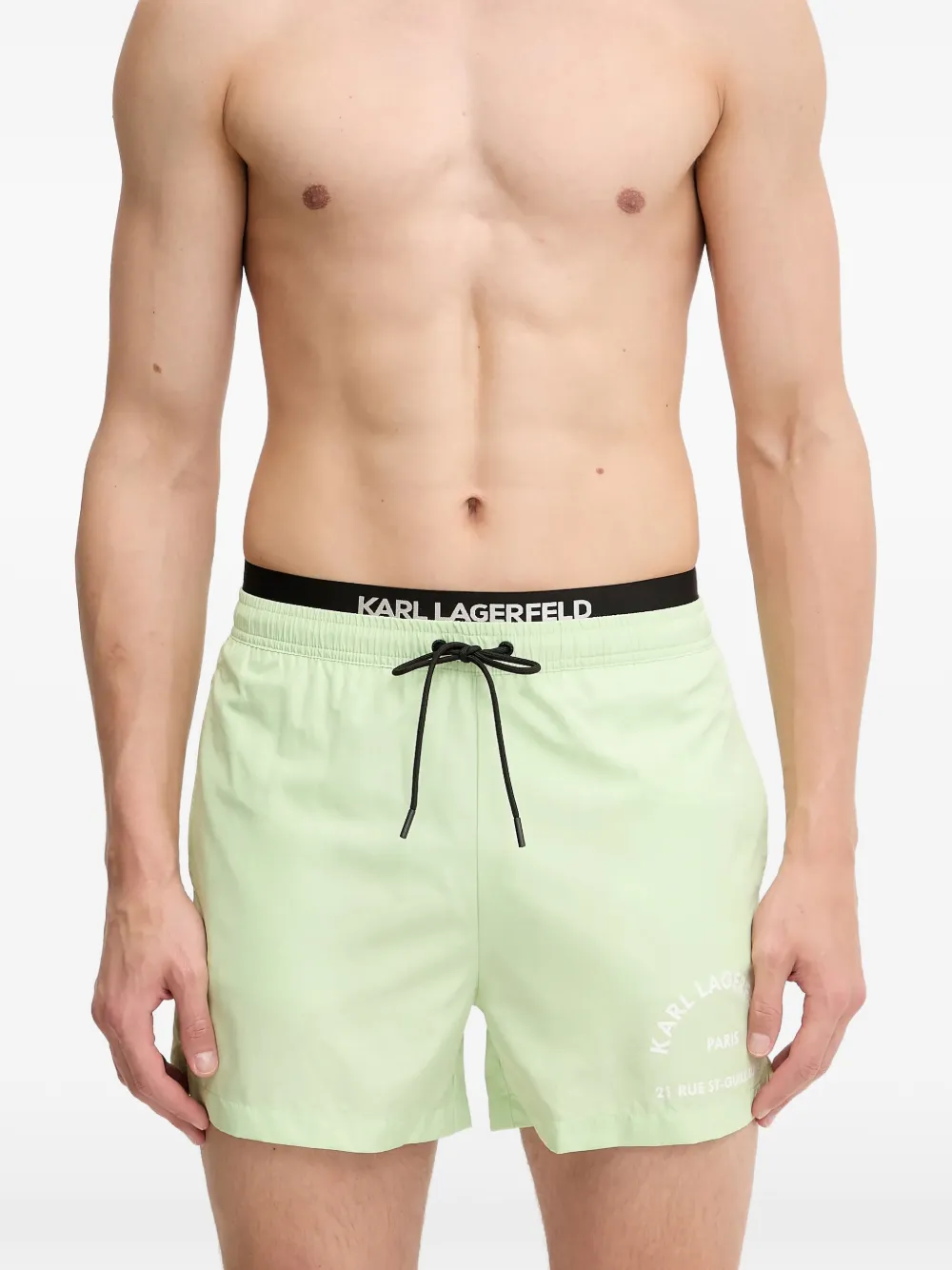 Karl Lagerfeld logo-print drawstring swim shorts - Verde