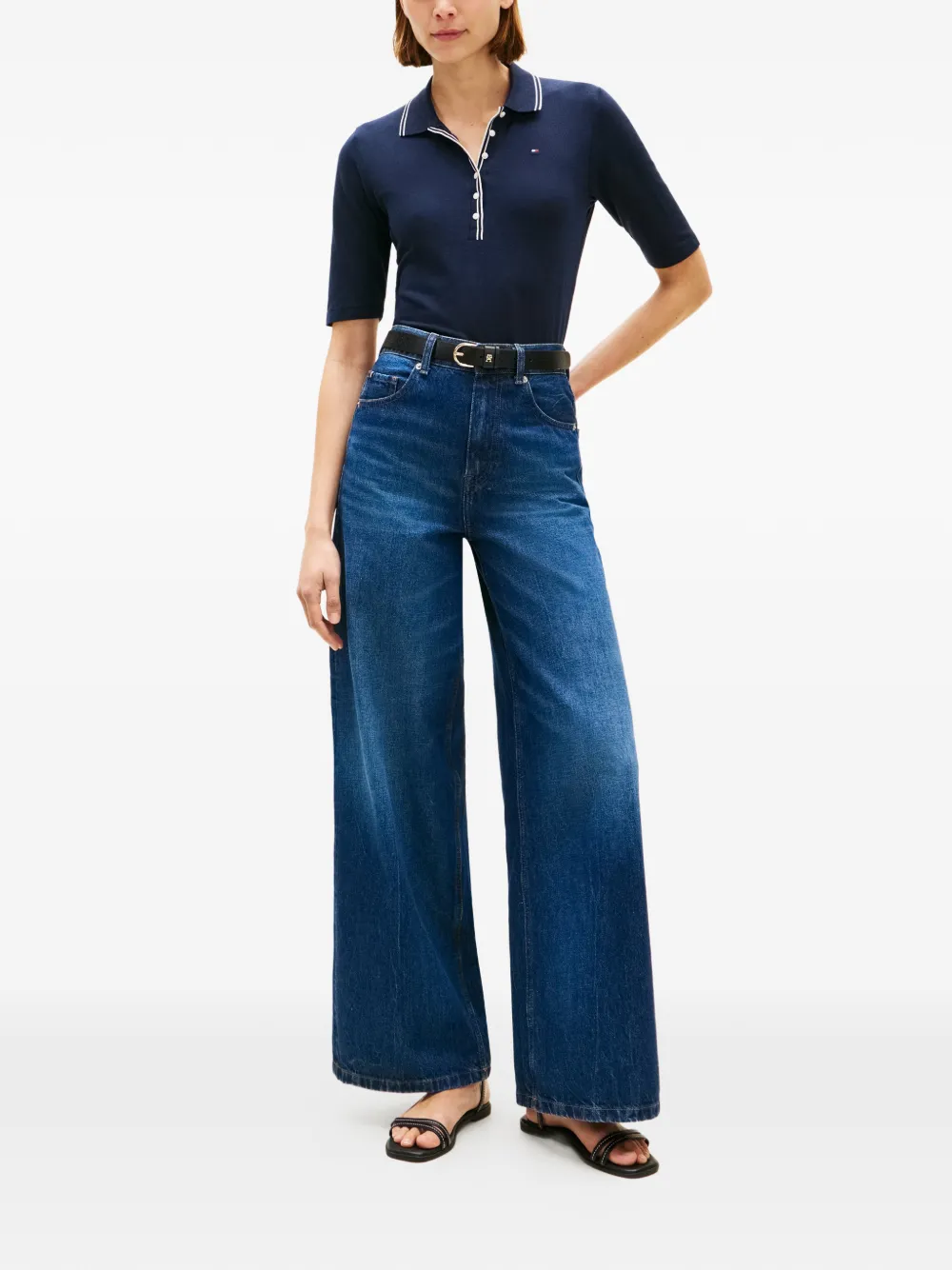 Tommy Hilfiger Button-placket Polo Top - Blue 