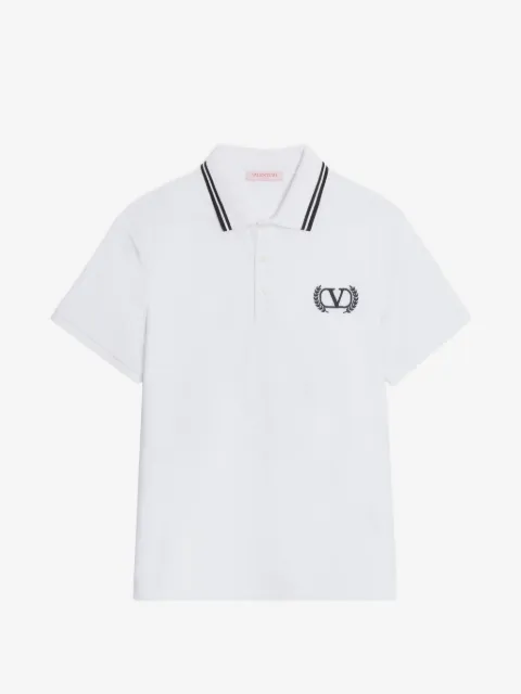 Valentino Garavani cotton-pique polo shirt with Maison embroidery