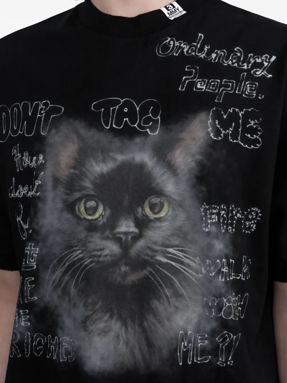 Maison MIHARA YASUHIRO キャットプリント Tシャツ | ブラック