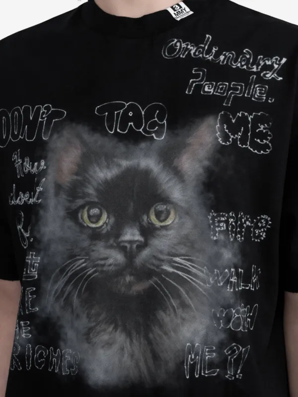 Maison MIHARA YASUHIRO キャットプリント Tシャツ | ブラック