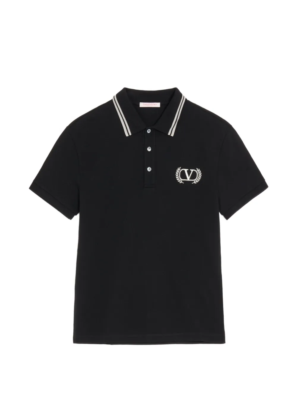 Valentino Garavani Poloshirt aus Baumwollpiqué mit Maison Valentino Stickerei - Schwarz