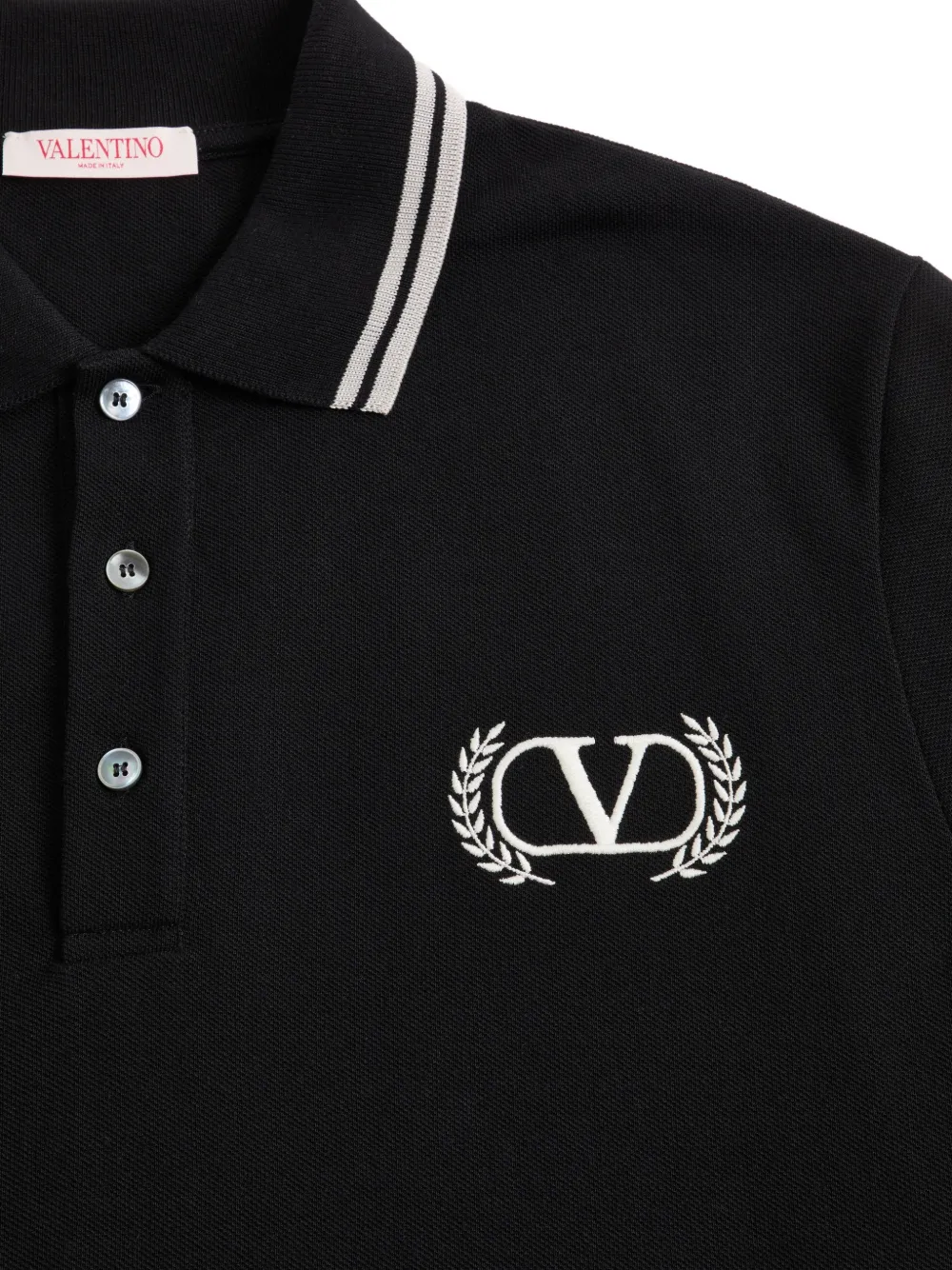 Valentino Garavani Katoenen-piqué poloshirt met Maison borduurwerk Zwart