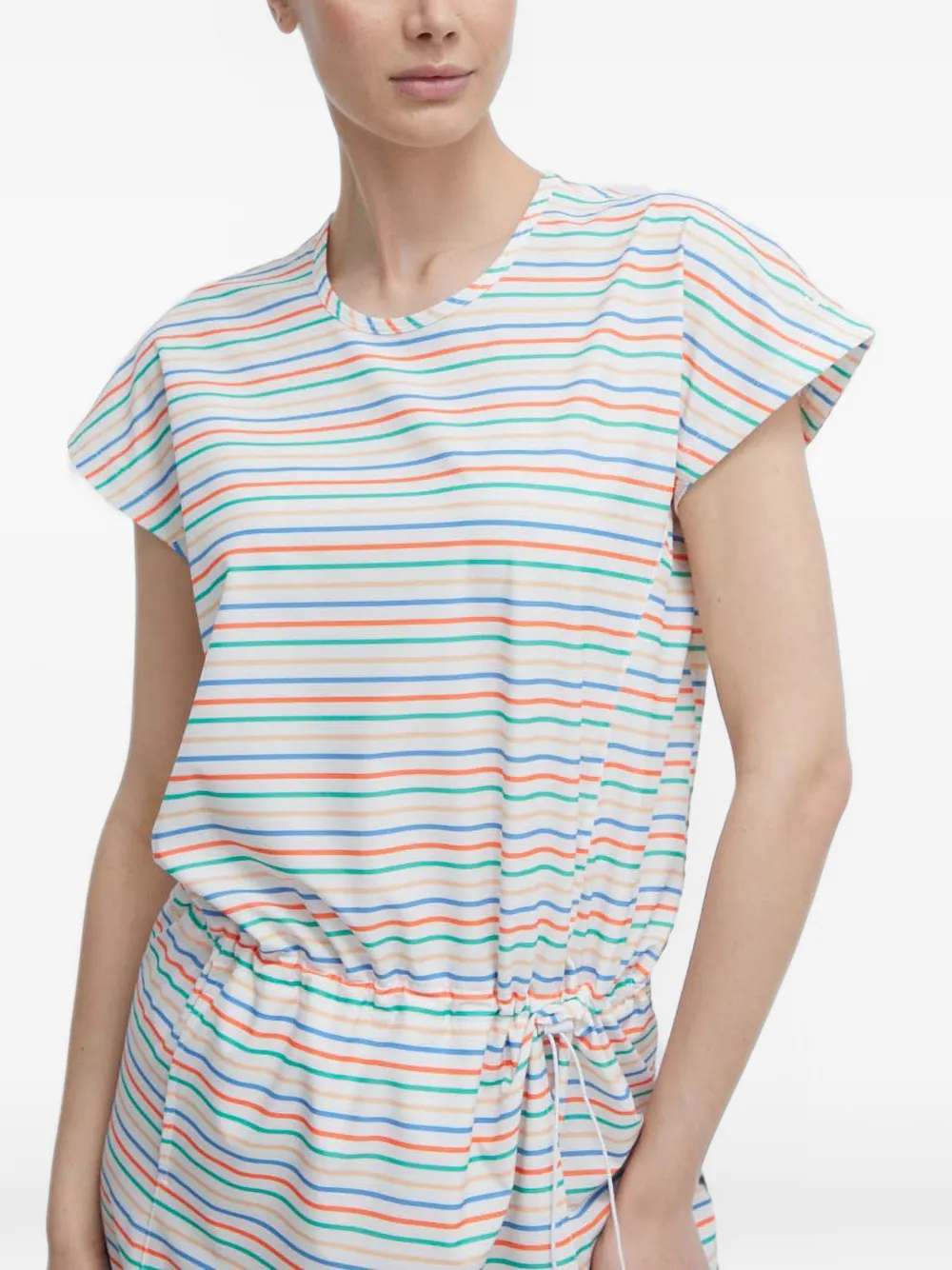 Helly Hansen Gestreepte mini-jurk met trekkoordtaille Wit