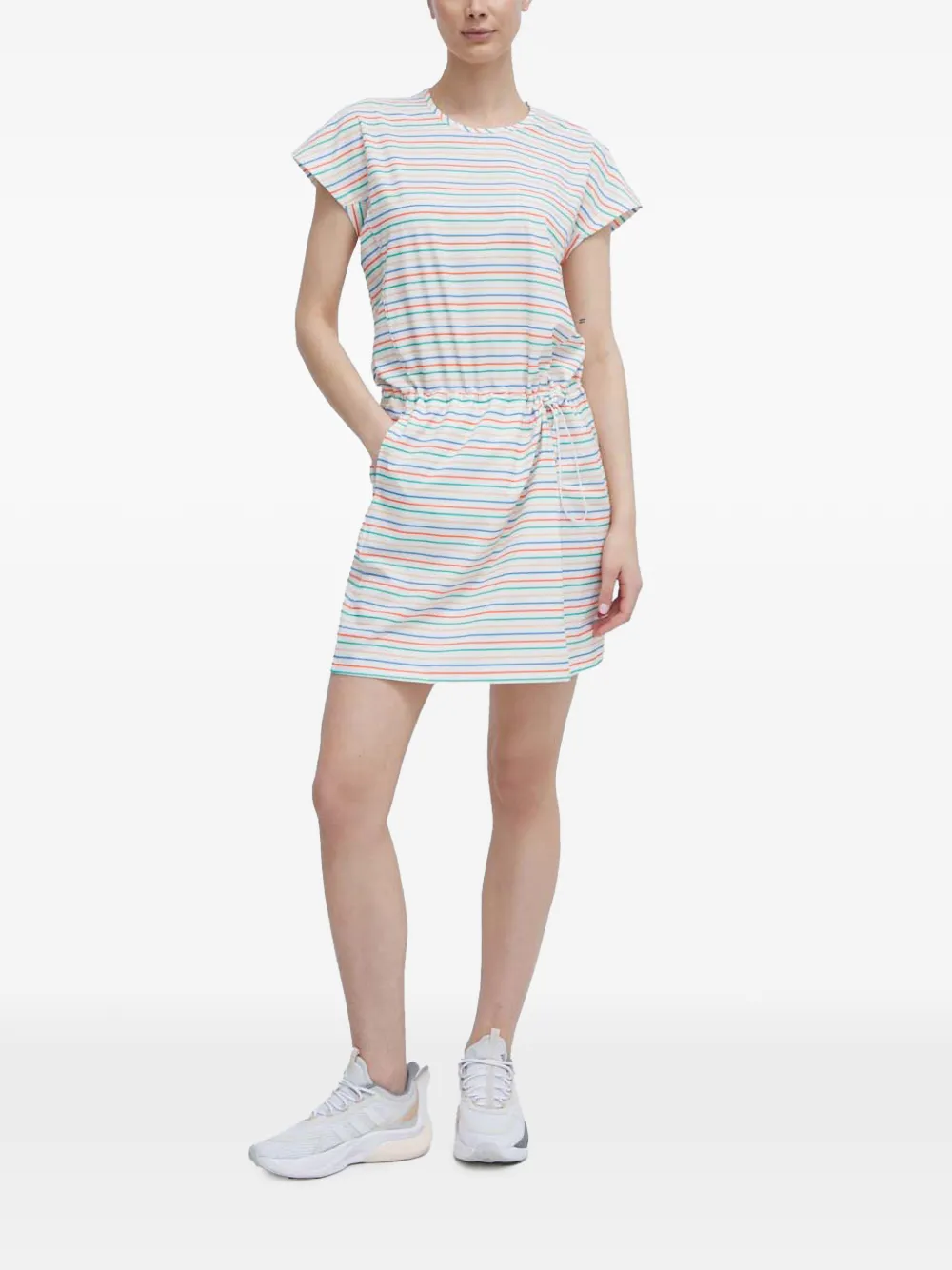 Helly Hansen Gestreepte mini-jurk met trekkoordtaille Wit