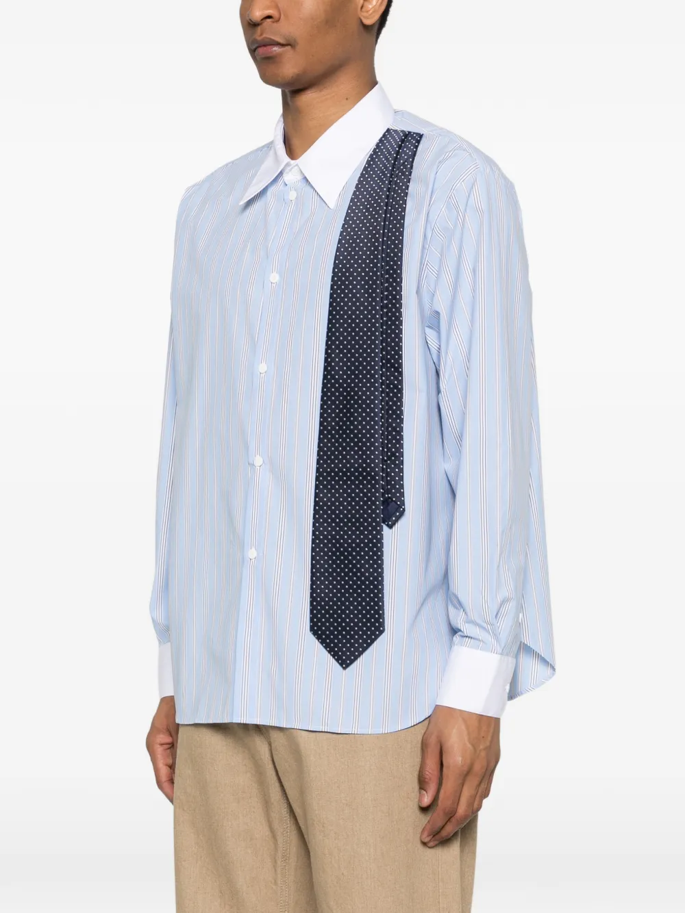 Charles Jeffrey Loverboy Gestreept overhemd met strik Blauw
