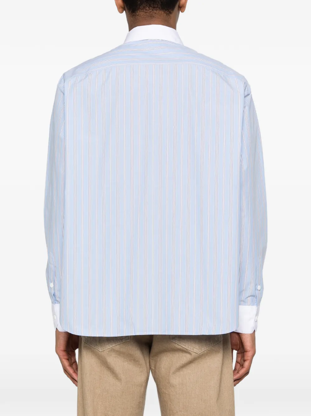 Charles Jeffrey Loverboy Gestreept overhemd met strik Blauw