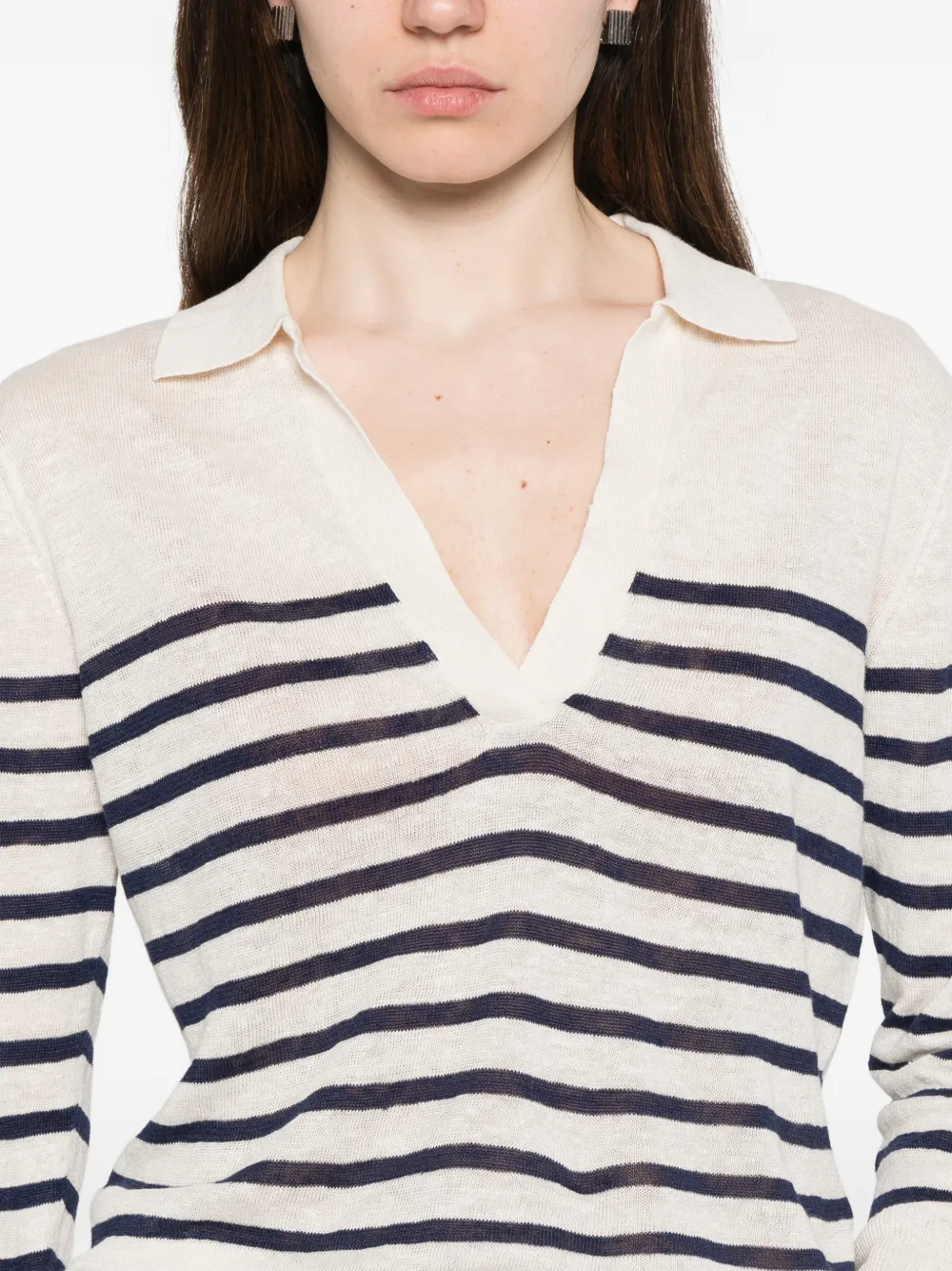 Majestic Filatures Gestreept poloshirt Beige