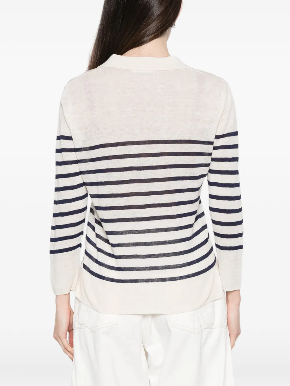 Majestic Filatures Gestreept poloshirt Beige