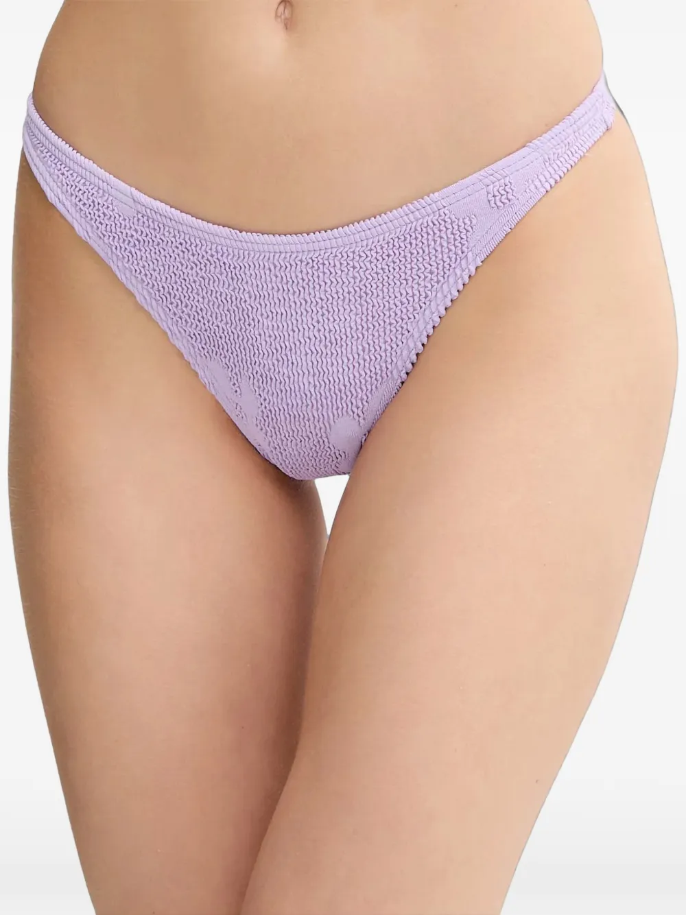 Bond-eye floral-jacquard crinkle-effect bikini bottoms - Viola