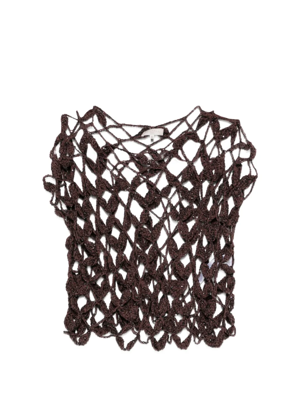 Antonelli crochet open knit top - Marrone