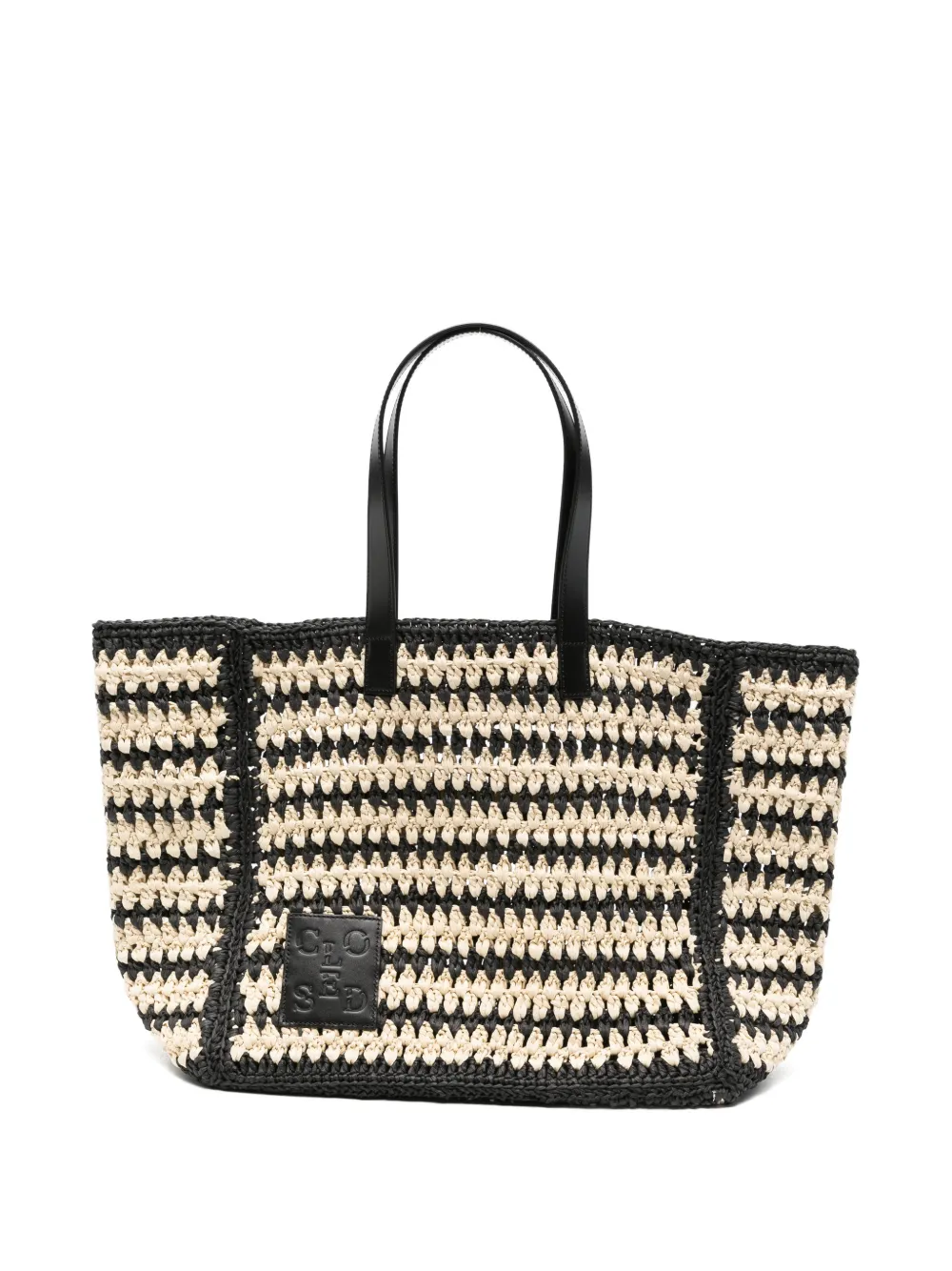 Closed woven tote bag - Nero