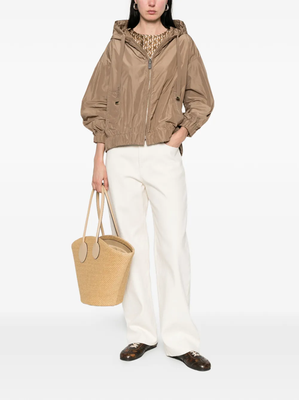  's Max Mara Hooded Zip Jacket - Neutrals 