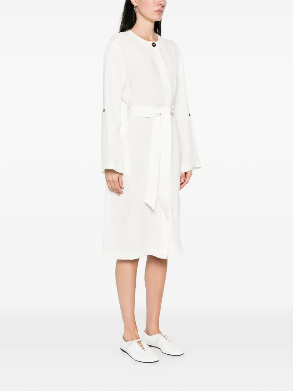  Max Mara Belted Midi Dress - White 