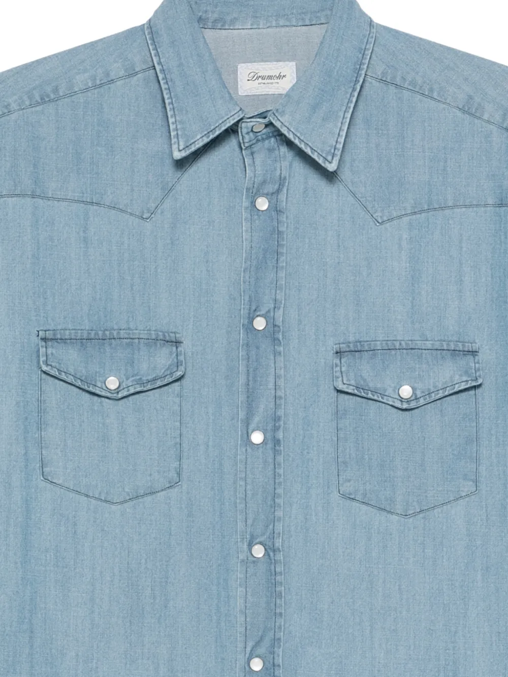 Drumohr Overhemd met borstzak Blauw