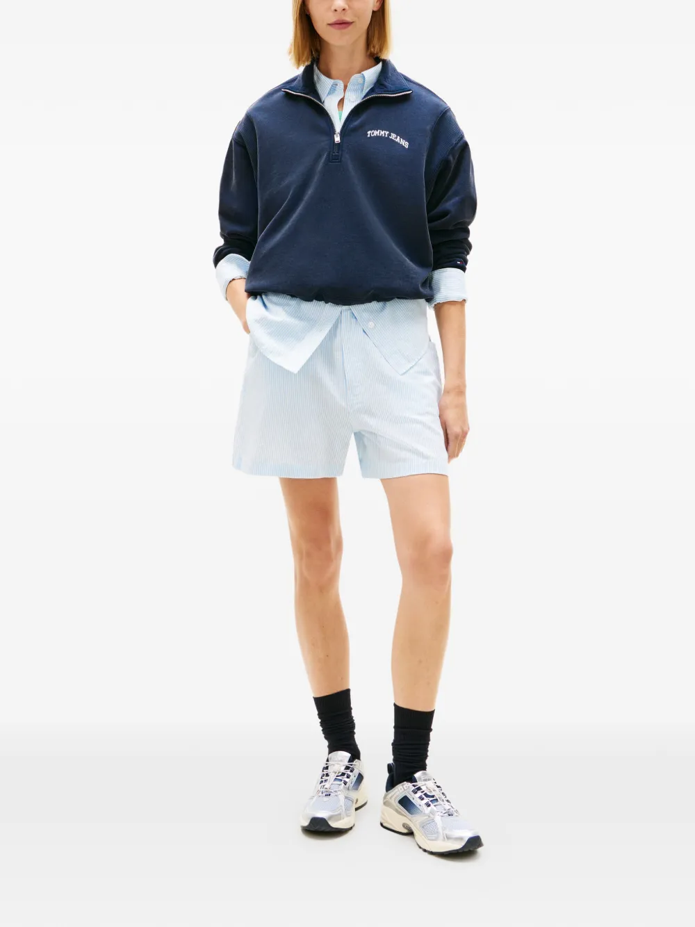  Tommy Hilfiger Striped-pattern Drawstring-fastening Shorts - Blue 