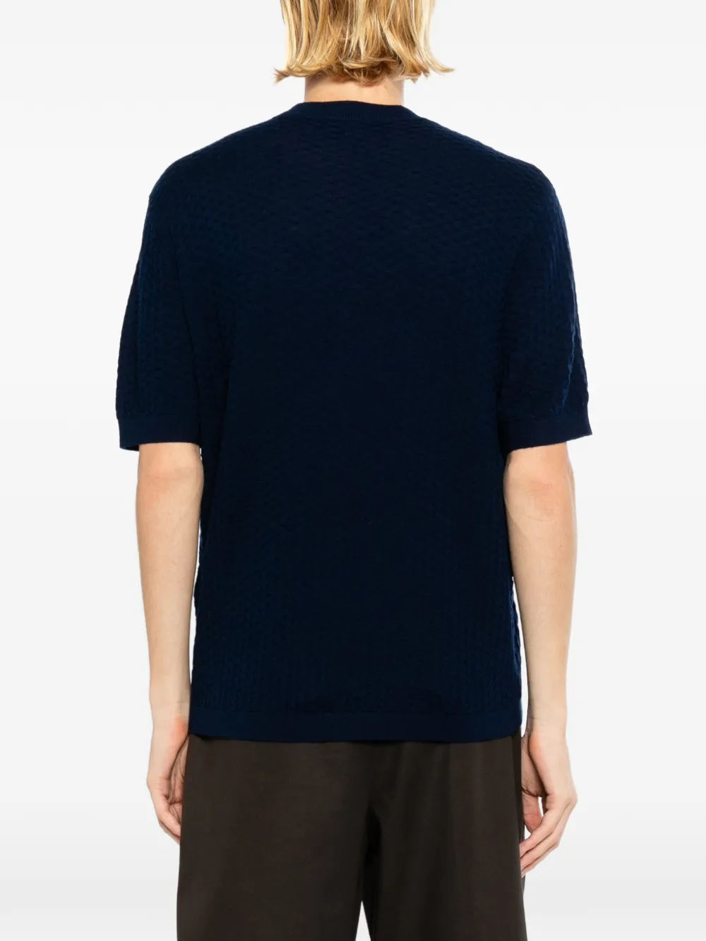 Emporio Armani Wollen T-shirt met textuur Blauw