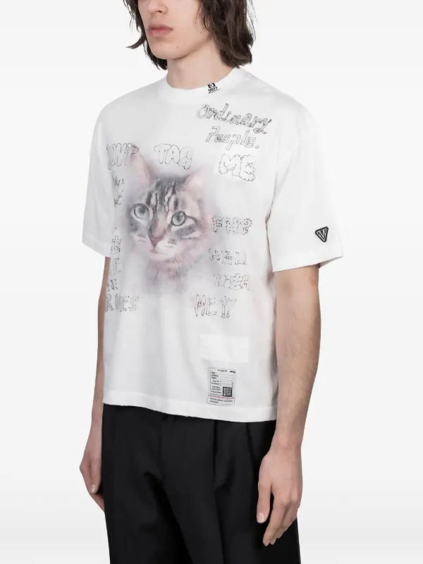 MIHARA YASUHIRO ミハラヤスヒロ　Cat Print Tシャツ38 Maison MIHARA YASUHIRO Cat Printed T-shirt | White | FARFETCH OM