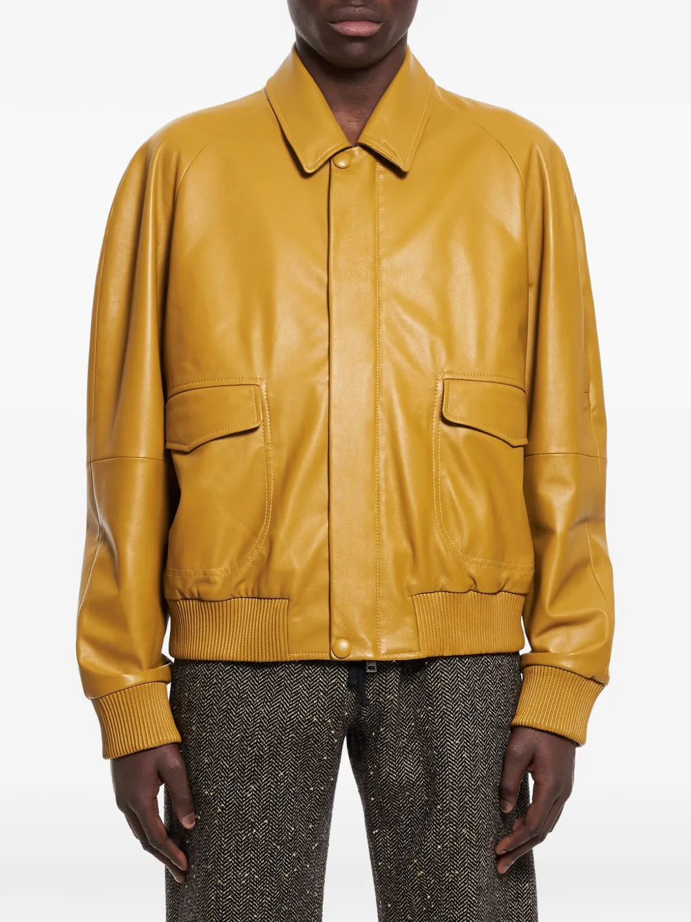 Winnie NY flap-pocket leather jacket - Marrone