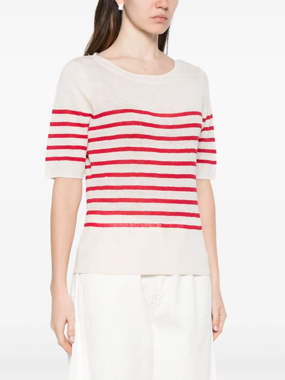 Majestic Filatures T-shirt met ronde hals Beige