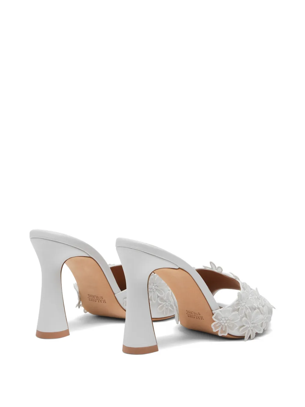 Malone Souliers Roxanne leren sandalen met bloemen Wit