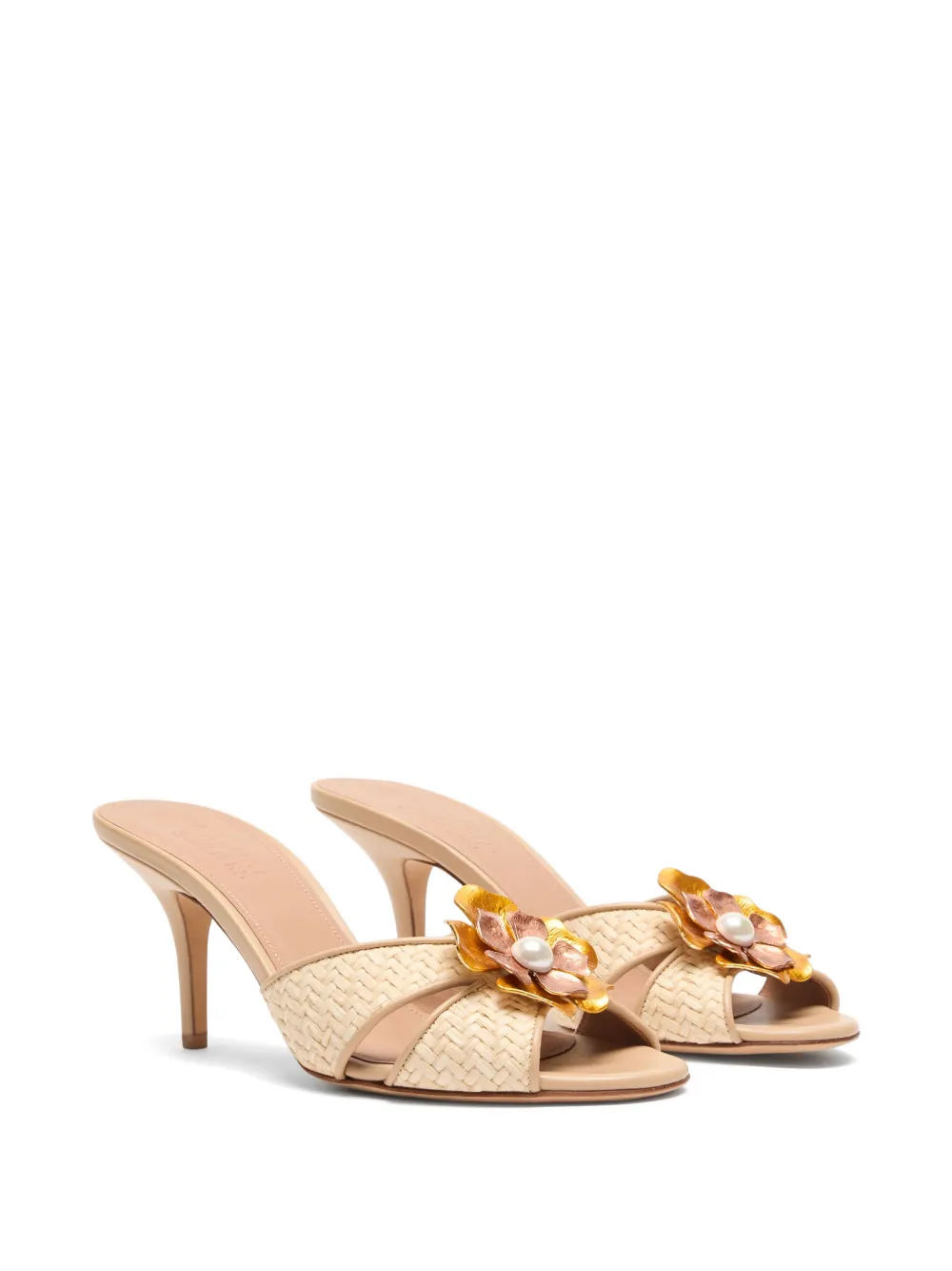 Malone Souliers Flower raffia sandalen Beige