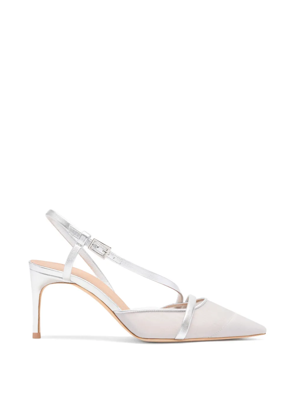 Malone Souliers shimmer organza slingback pumps - Bianco