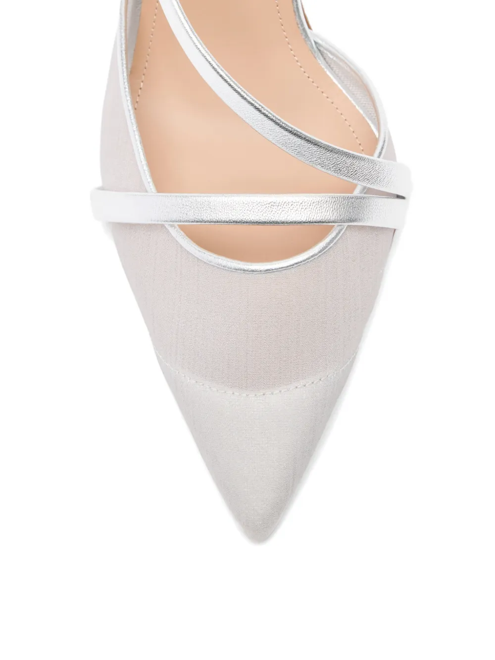 Malone Souliers Glanzende organza slingback pumps Wit