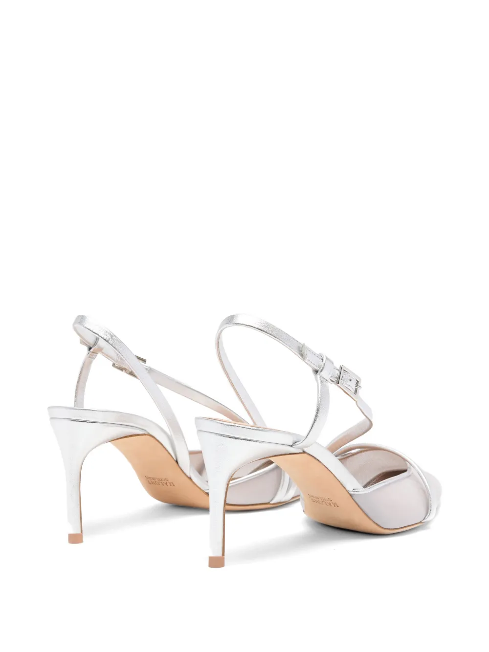 Malone Souliers Glanzende organza slingback pumps Wit