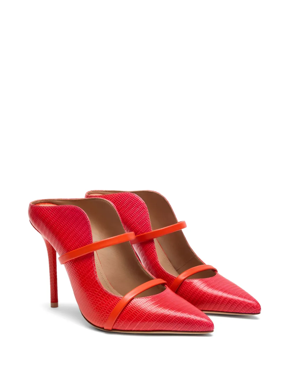 Malone Souliers Maureen leren muiltjes met reliëf Rood