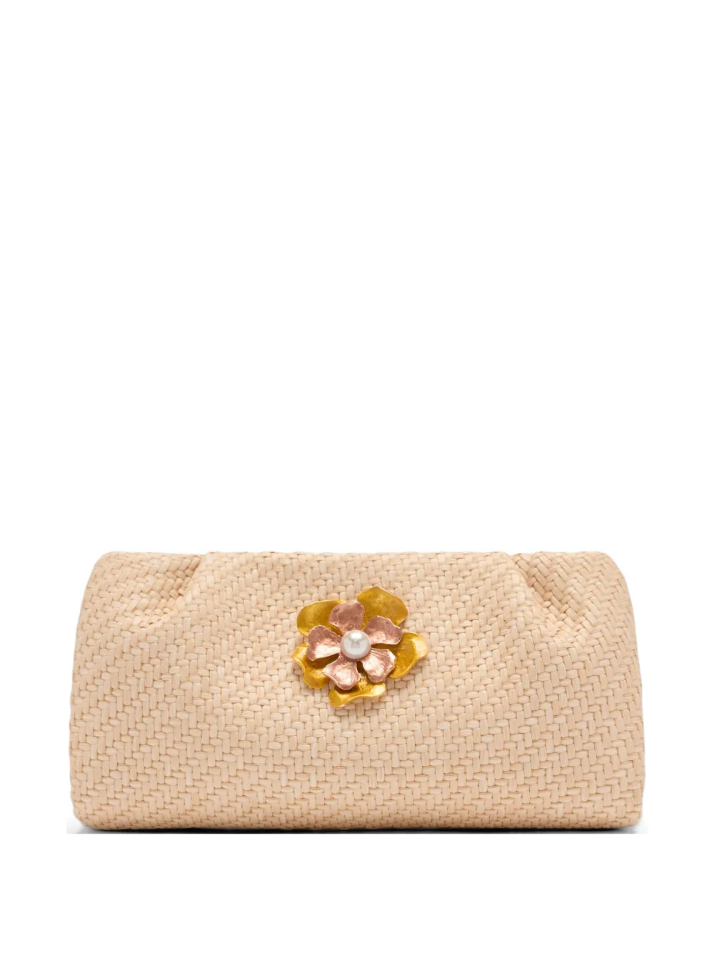 Malone Souliers flower raffia clutch bag - Toni neutri